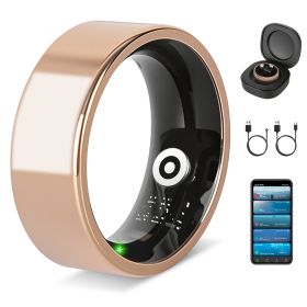 Smart Ring Health Tracker Fitness/Sleep/Stress/HRV Tracker with Charging Case Magnetic Charging Cable for Women & Men Compatible with iOS & Android 7- (Option: rosegold_7))