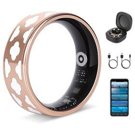 Smart Ring Health Tracker Fitness/Sleep/Stress/HRV Tracker with Charging Case Magnetic Charging Cable for Women & Men Compatible with iOS & Android 7- (Option: cloud_7))