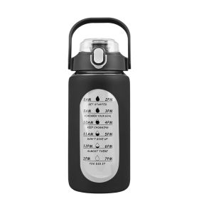 34Oz Glass Water Bottle Sports Water Bottle Motivational Water Bottle Water Intake Tracker Bottle with Straw Time Marker Silicone Sleeve Handle for Gy (Option: black))
