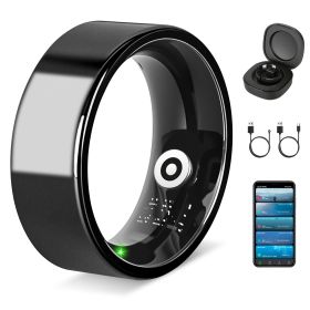 Smart Ring Health Tracker Fitness/Sleep/Stress/HRV Tracker with Charging Case Magnetic Charging Cable for Women & Men Compatible with iOS & Android 7- (Option: black_9))