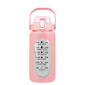 34Oz Glass Water Bottle Sports Water Bottle Motivational Water Bottle Water Intake Tracker Bottle with Straw Time Marker Silicone Sleeve Handle for Gy (Option: pink))