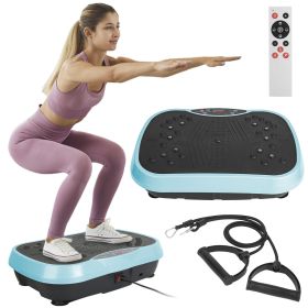 Vibration Exercise Machine With Resistant Bands Remote Control Whole Body Vibration Platform Workout Equipment Home Fitness Training Equipment For Wei (Option: blue))