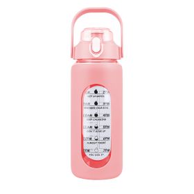 64Oz Glass Water Bottle Sports Water Bottle Motivational Water Bottle Water Intake Tracker Bottle with Straw Time Marker Silicone Sleeve Handle for Gy (Option: pink))