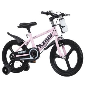 16 Inch Kids Bike with Training Wheels, Children\'s Bicycle with Magnesium Alloy Wheels, Dual U-Brakes, Adjustable Quick-Release Seat, Water Bottle & (Option: 16in_Pink)